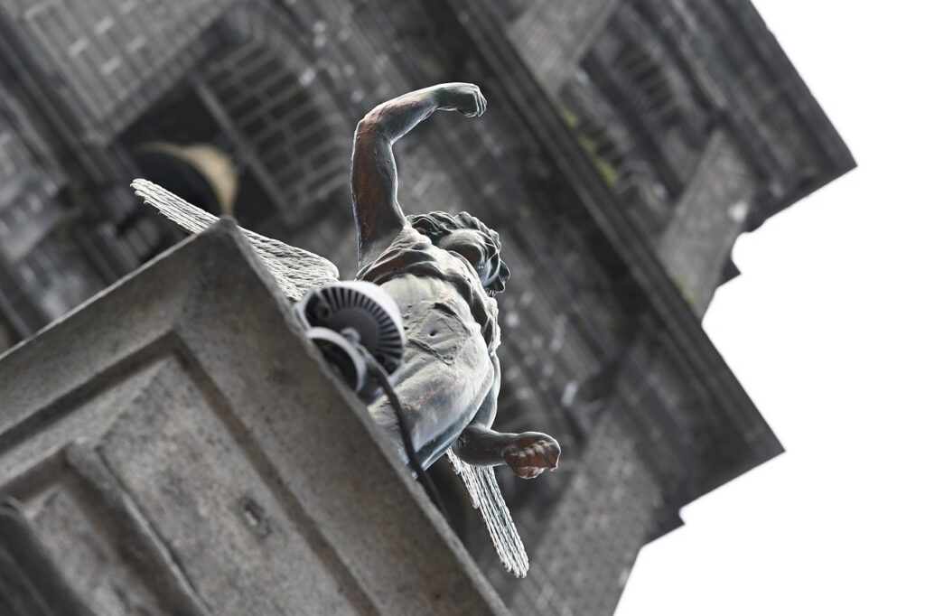 angel, statue, religion, cathedral, puebla, mexico, city, mexican, holiday, landscape, architecture, tourism